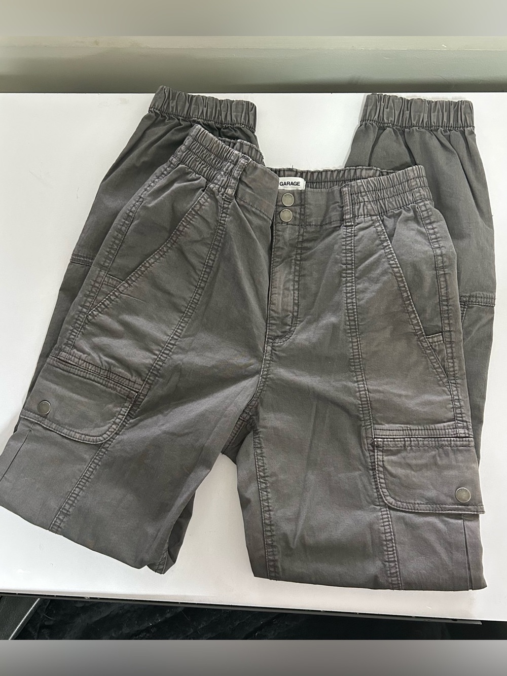 Garage Charcoal Cargo Jogger Pants - Elastic Waist